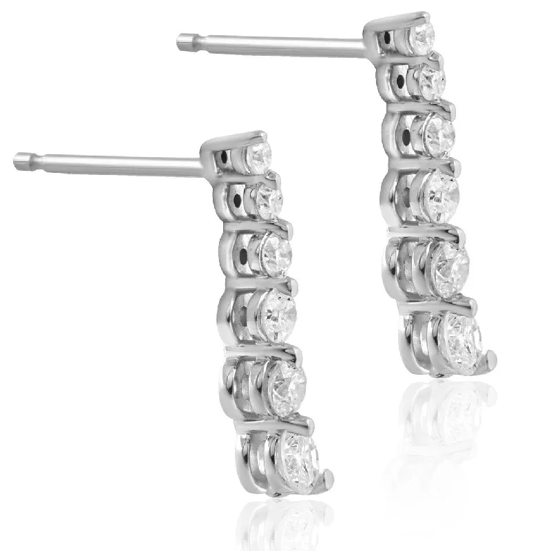 Ladies 1/2ct Diamond Journey Earrings White Gold