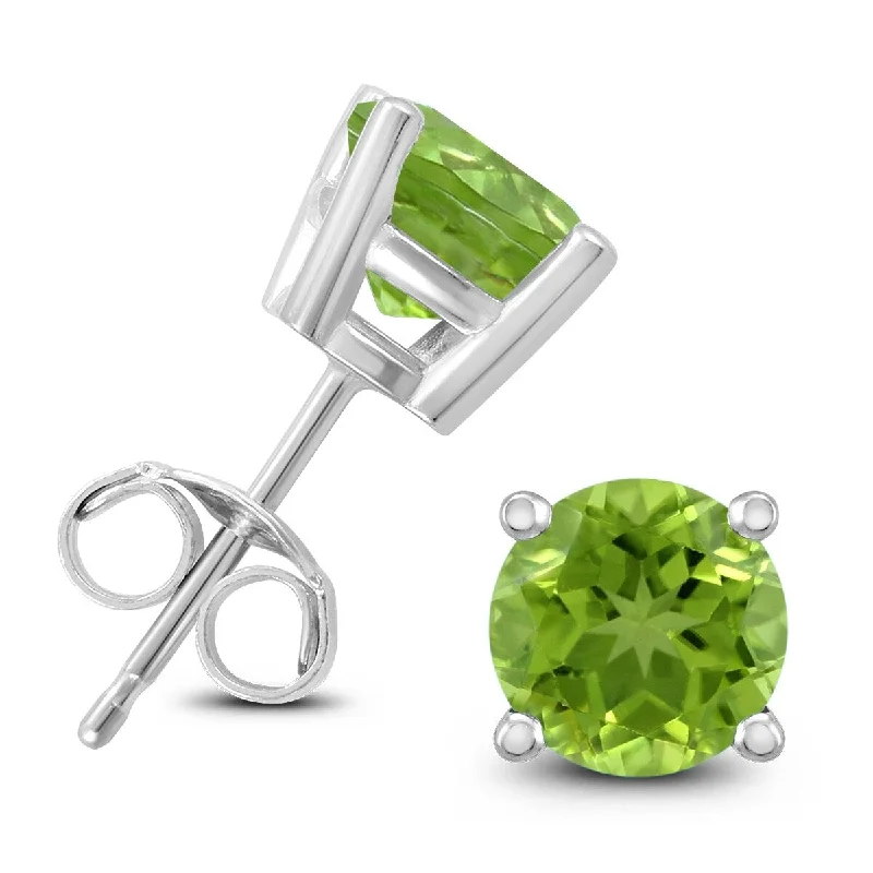 Marquee 14K White Gold 5MM Round Peridot Earrings