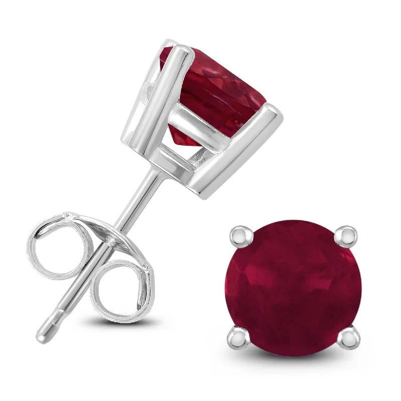 Marquee 14K White Gold 5MM Round Ruby Earrings