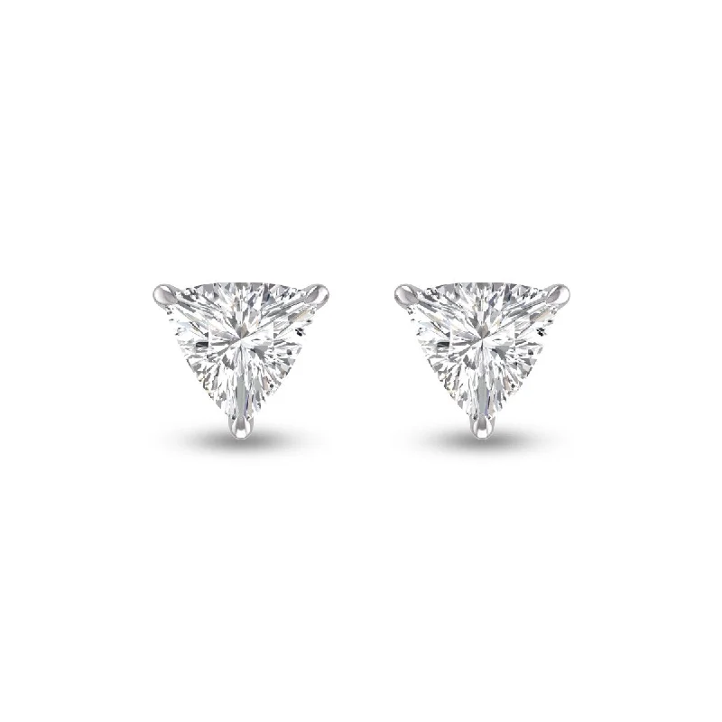 Marquee Lab Grown 1/2 Carat Trillion Shaped Solitaire Diamond Earrings in 14K White Gold