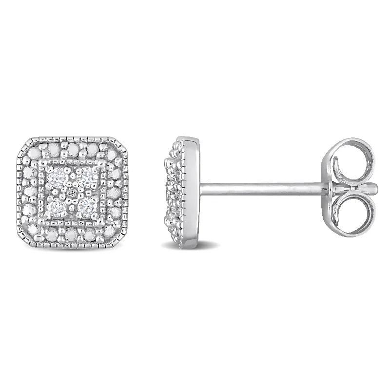 Miadora 1/10ct Diamond TW Fashion Post Earrings in Sterling Silver