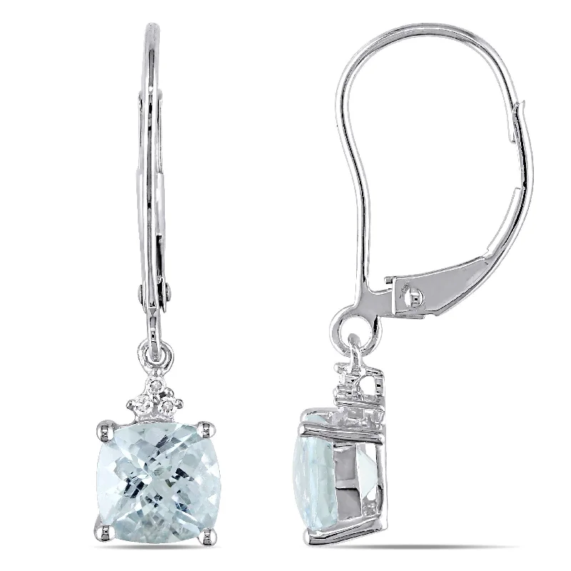 Miadora 10k White Gold Aquamarine and Diamond Accent Earrings