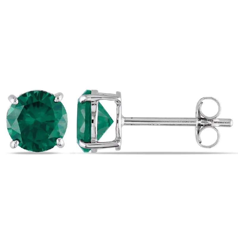 Miadora 10k White Gold Created Emerald Earrings