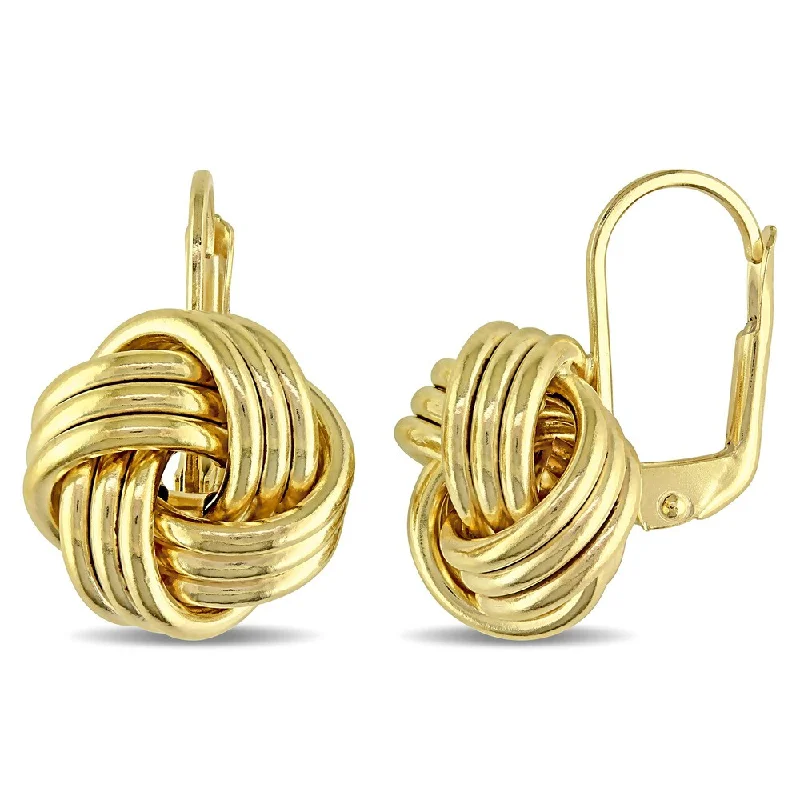 Miadora 10k Yellow Gold Italian Love Knot Leverback Earrings