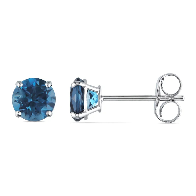 Miadora 14k White Gold 1 1/8ct TGW Blue Topaz Solitaire Earrings