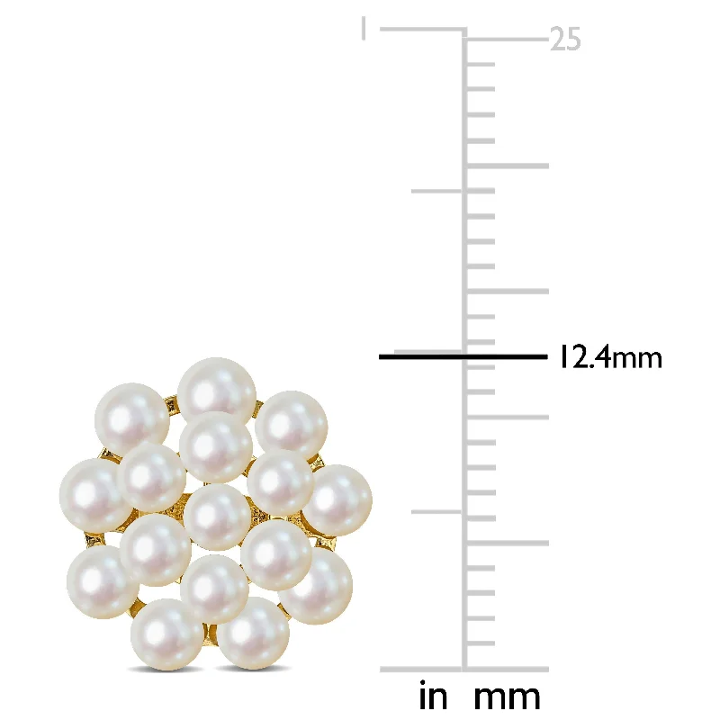 Miadora 2.5-3 mm White Freshwater Cultured Pearl Fashion Post Earrings in 14K Yellow Gold