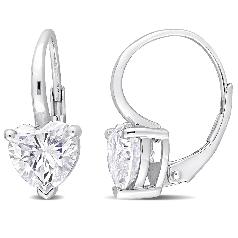 Miadora 3ct DEW Heart-Shape White Created Moissanite Earrings Sterling Silver