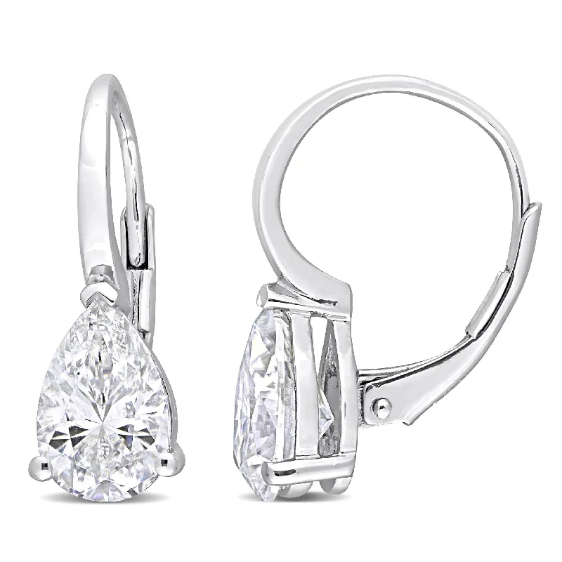 Miadora 3ct DEW Pear Created Moissanite Teardrop Earrings Sterling Silver