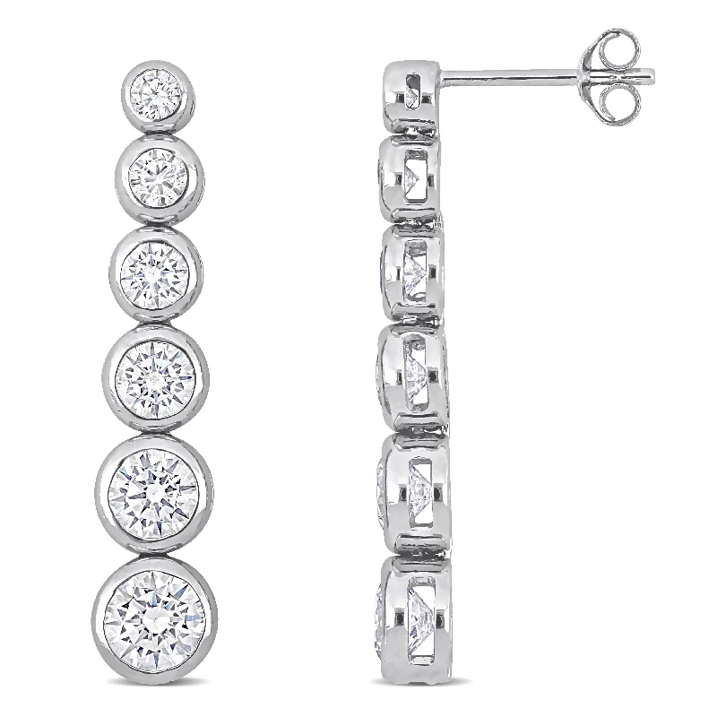 Miadora 4 3/4 CT TGW Cubic Zirconia Graduated Dangle Earrings in Sterling Silver - 6.2 mm x 3.8 mm