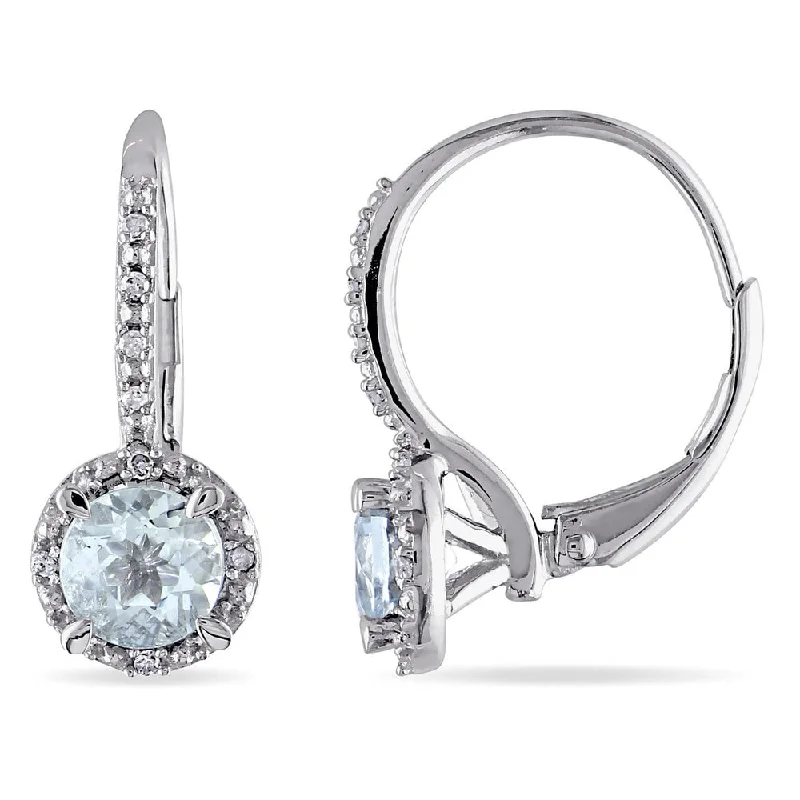 Miadora Sterling Silver Aquamarine and Diamond Accent Earrings