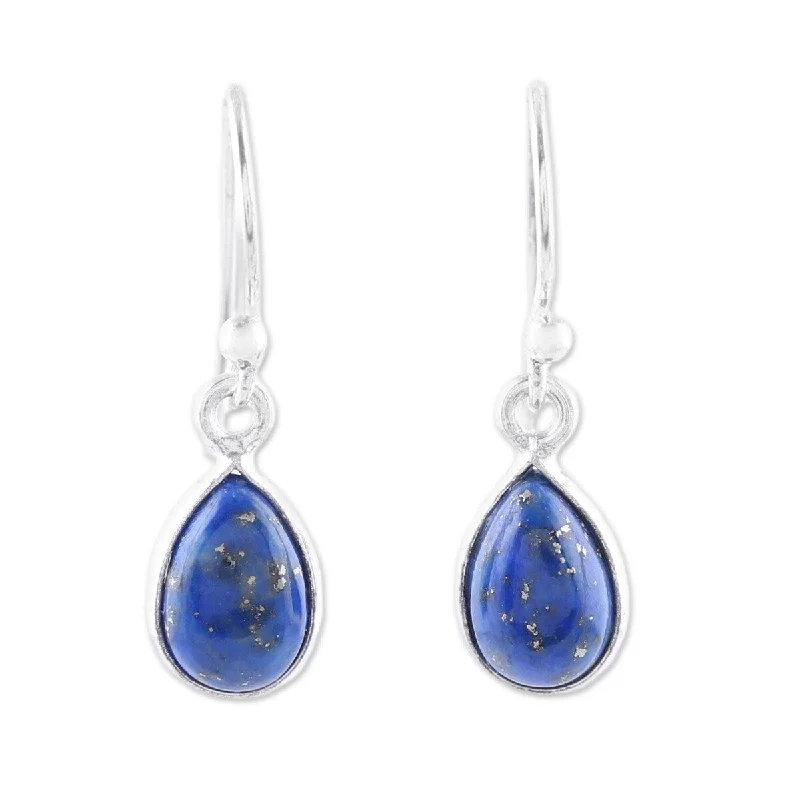 NOVICA Gentle Tear, Lapis lazuli dangle earrings - 1L*0.3W