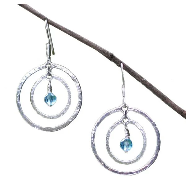 NOVICA Handmade Sterling Silver Blue Halo Earrings (Indonesia) - 1.6*1