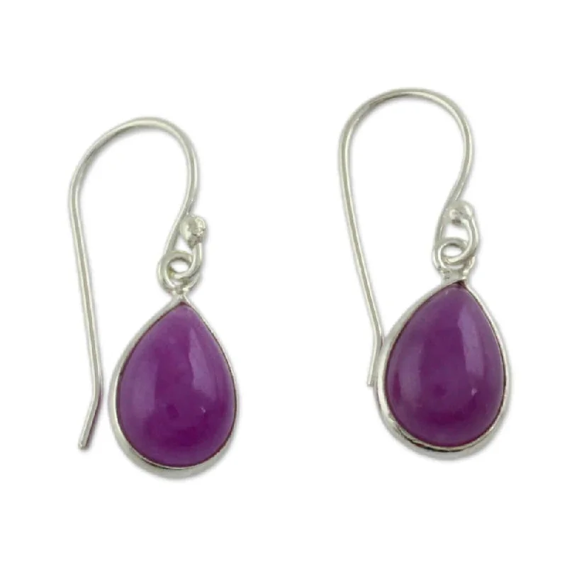 Sterling Silver Fuchsia Fashion Quartz Earrings (India)