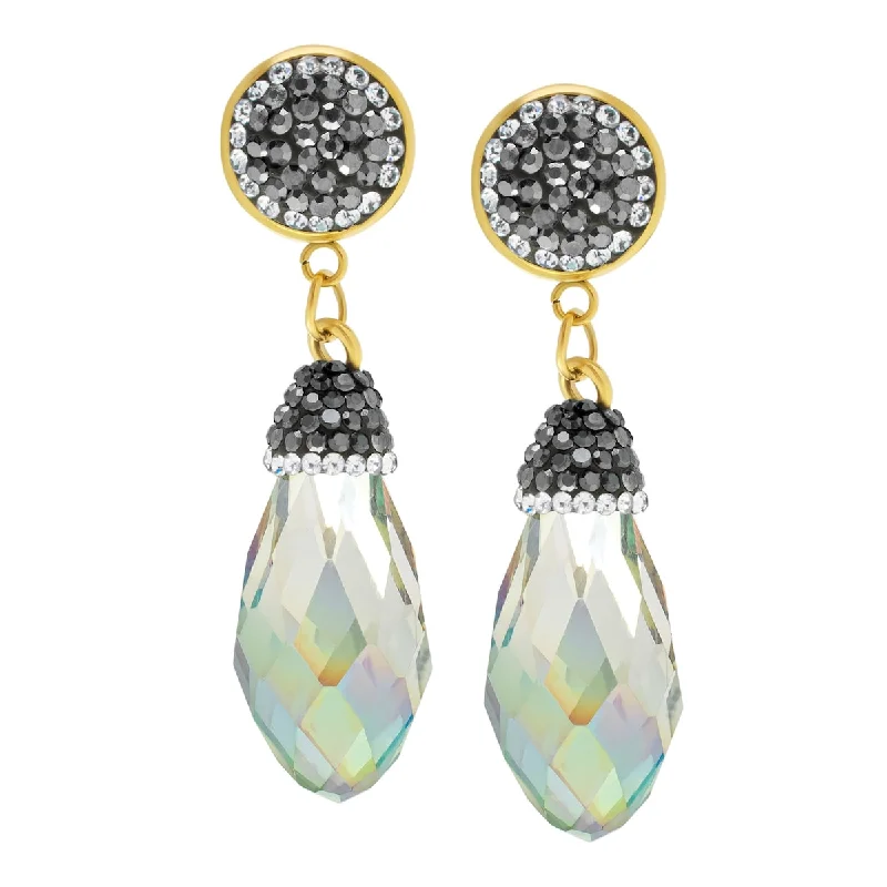 Victoria Townsend Gold Plated Black And White Crystal Dangling Earrings