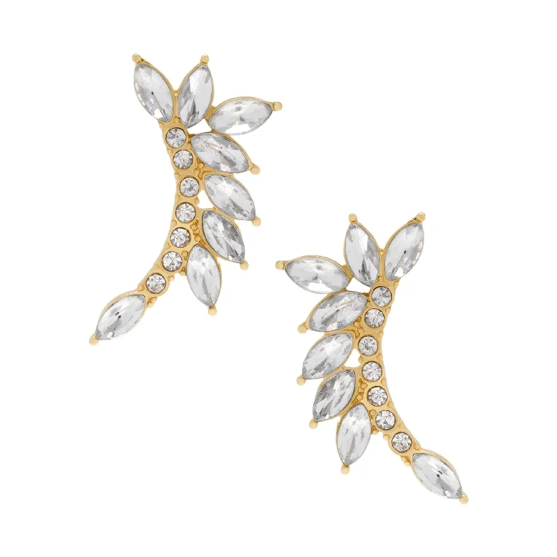 Victoria Townsend Gold Plated Clear Crystal Marquise & Round Climber Earrings