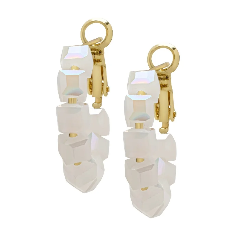 Victoria Townsend Gold Plated Cube Crystal Huggie Earrings