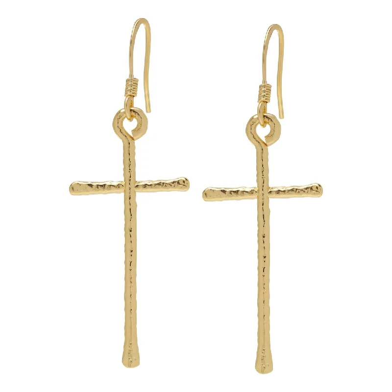 Victoria Townsend Yellow Gold Plated Cross Dangling Earrings