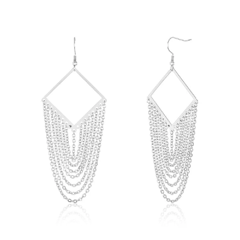 Women's Polished Chandelier Stainless Steel Earrings